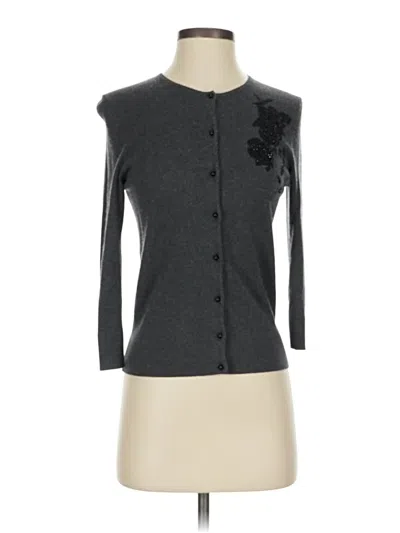 Pre-owned Ann Taylor Silk Cardigan Sweater In Gray