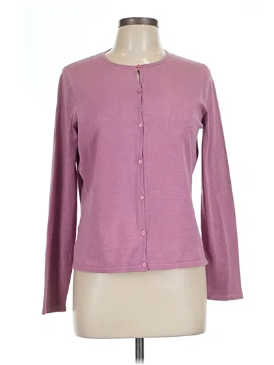 Pre-owned Ann Taylor Silk Cardigan Sweater In Purple