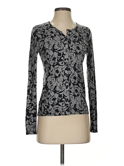 Pre-owned Ann Taylor Silk Cardigan Sweater In Silver