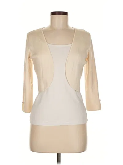 Pre-owned Ann Taylor Silk Cardigan Sweater In White