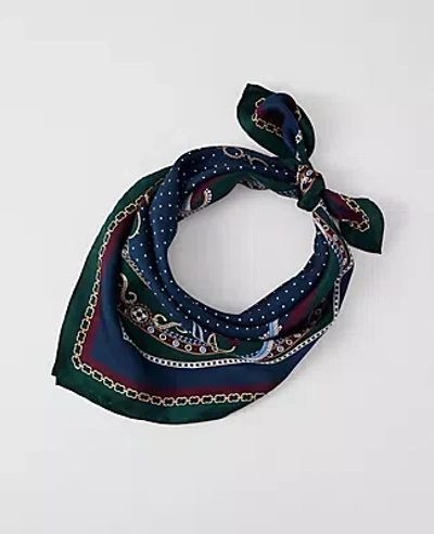 Ann Taylor Silk Chain Link Print Little Scarf In Blue