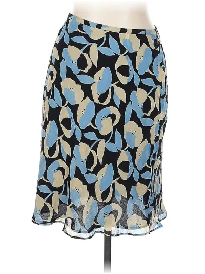 Pre-owned Ann Taylor Silk Skirt In Blue