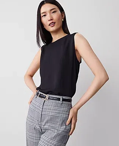 Ann Taylor Silky Crew Neck Shell Top In Black