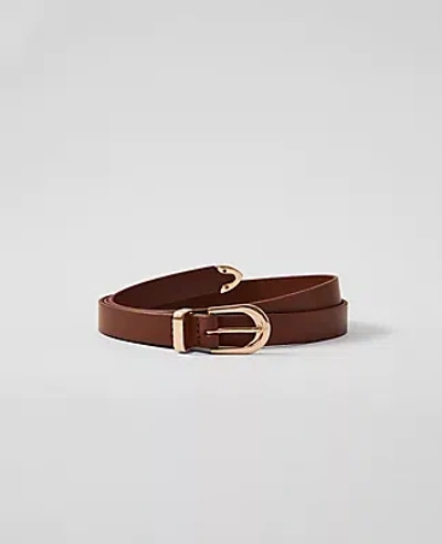 Ann Taylor Skinny Leather Belt In Brown