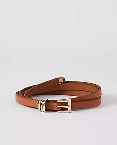 Ann Taylor Skinny Leather Belt In Brown