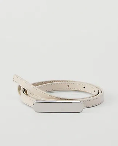 Ann Taylor Skinny Leather Belt In Pearl Shadow