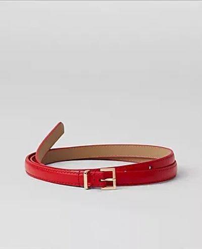Ann Taylor Skinny Mini Buckle Leather Belt In Bright Cherry