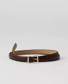 Ann Taylor Skinny Mini Buckle Leather Belt In Pure Chocolate