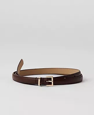 Ann Taylor Skinny Mini Buckle Leather Belt In Pure Chocolate