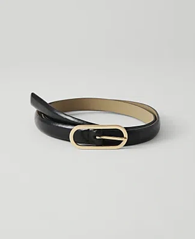 Ann Taylor Skinny Oval Buckle Belt In Black