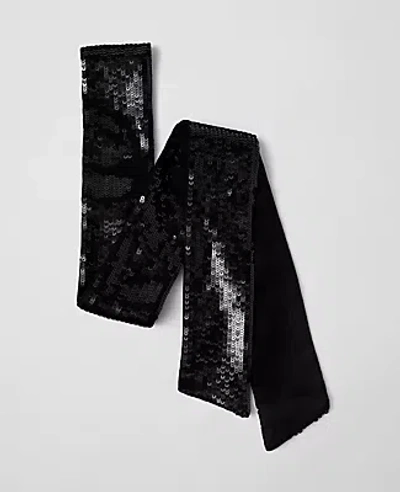 Ann Taylor Skinny Sequin Scarf In Black