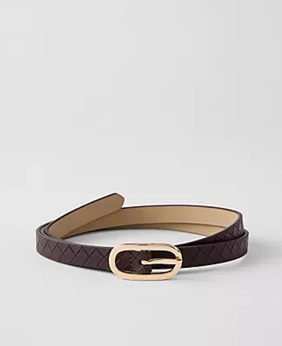 Ann Taylor Skinny Woven Leather Belt In Brown