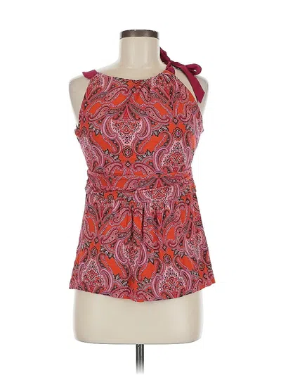 Pre-owned Ann Taylor Sleeveless Blouse In Red