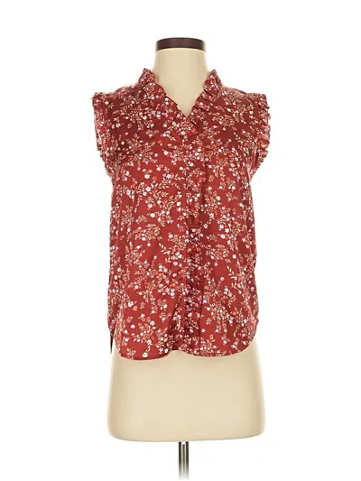 Pre-owned Ann Taylor Sleeveless Blouse In Red