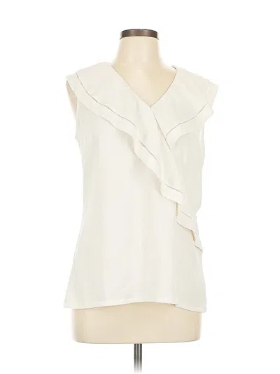 Pre-owned Ann Taylor Sleeveless Blouse In White