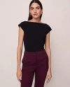 Ann Taylor Weekend Collection Boat Neck Top In Black
