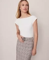 Ann Taylor Sleeveless Boatneck Top In White