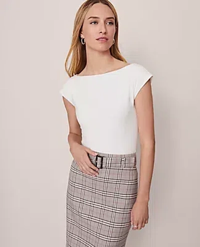 Ann Taylor Sleeveless Boatneck Top In White