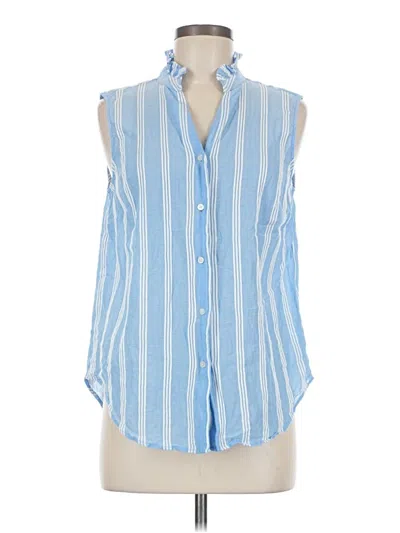 Pre-owned Ann Taylor Sleeveless Button Down Shirt In Blue