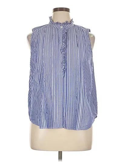 Pre-owned Ann Taylor Sleeveless Button Down Shirt In Blue