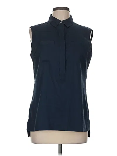 Pre-owned Ann Taylor Sleeveless Button Down Shirt In Blue