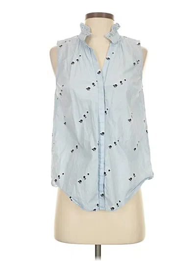 Pre-owned Ann Taylor Sleeveless Button Down Shirt In Blue