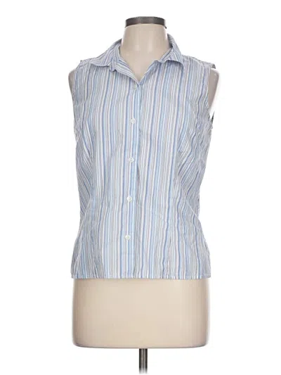 Pre-owned Ann Taylor Sleeveless Button Down Shirt In Blue