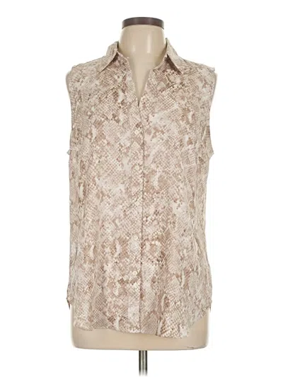 Pre-owned Ann Taylor Sleeveless Button Down Shirt In Brown