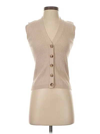 Pre-owned Ann Taylor Sleeveless Button Down Shirt In Brown