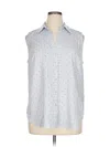 Ann Taylor Sleeveless Button Down Shirt In Gray