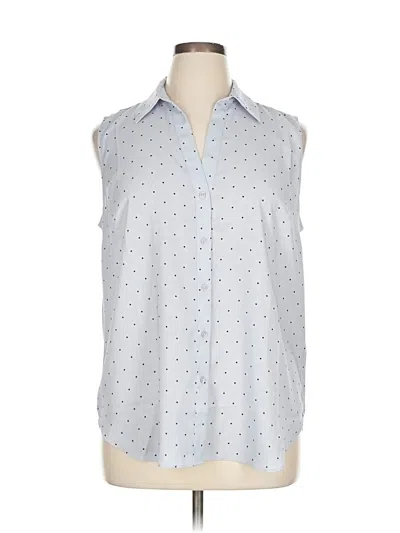Ann Taylor Sleeveless Button Down Shirt In Gray