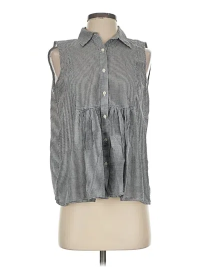 Pre-owned Ann Taylor Sleeveless Button Down Shirt In Gray
