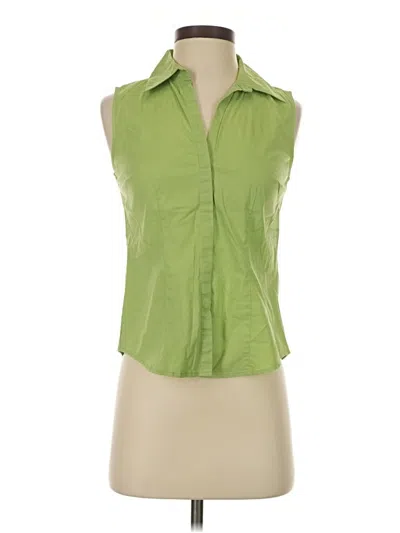 Pre-owned Ann Taylor Sleeveless Button Down Shirt In Green