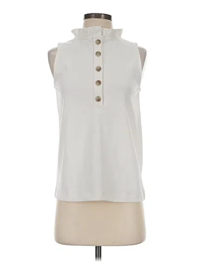 Pre-owned Ann Taylor Sleeveless Button Down Shirt In Ivory