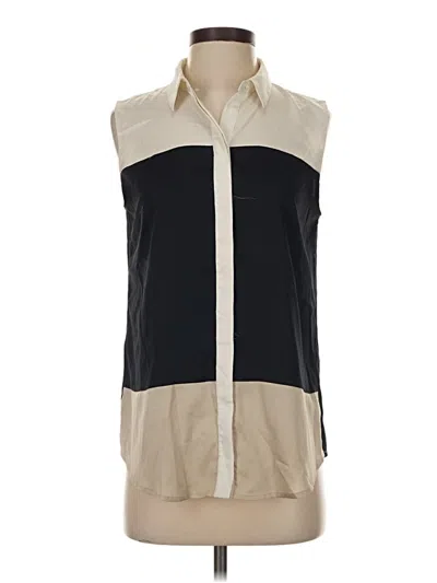 Pre-owned Ann Taylor Sleeveless Button Down Shirt In Ivory