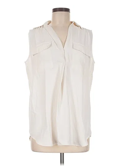 Pre-owned Ann Taylor Sleeveless Button Down Shirt In Ivory