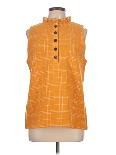 Pre-owned Ann Taylor Sleeveless Button Down Shirt In Orange