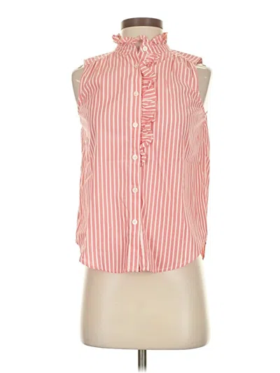 Pre-owned Ann Taylor Sleeveless Button Down Shirt In Orange