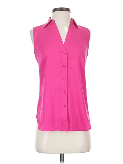 Pre-owned Ann Taylor Sleeveless Button Down Shirt In Pink