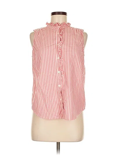 Pre-owned Ann Taylor Sleeveless Button Down Shirt In Red