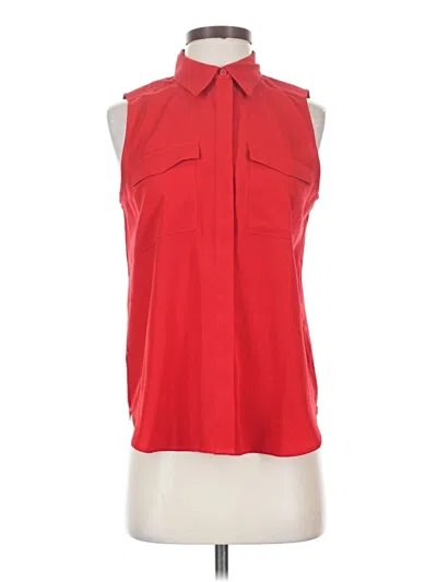 Pre-owned Ann Taylor Sleeveless Button Down Shirt In Red