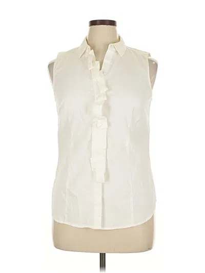Pre-owned Ann Taylor Sleeveless Button Down Shirt In White