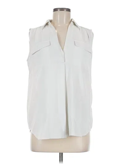 Pre-owned Ann Taylor Sleeveless Button Down Shirt In White