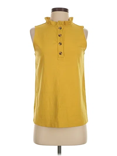 Pre-owned Ann Taylor Sleeveless Button Down Shirt In Yellow