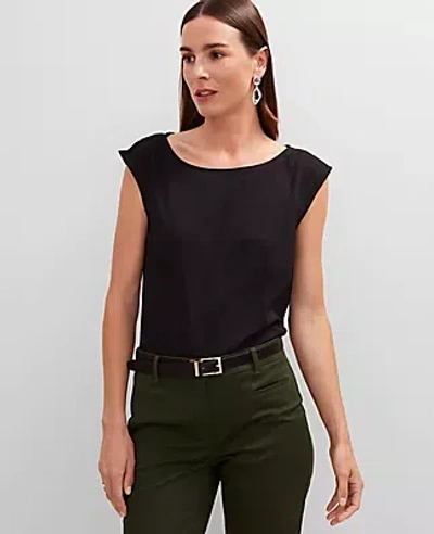 Ann Taylor Sleeveless Crew Neck Top In Black
