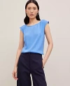 Ann Taylor Sleeveless Crew Neck Top In Maritime Blue