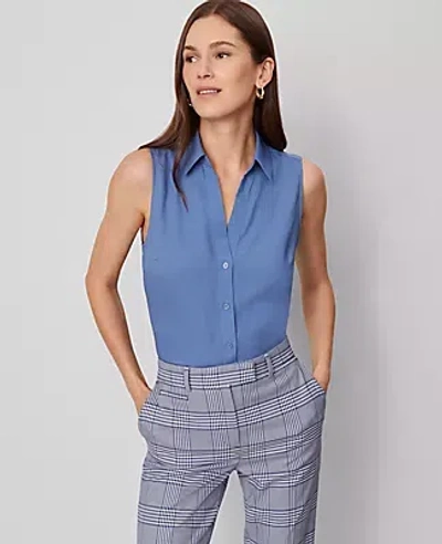 Ann Taylor Sleeveless Essential Shirt In Blue
