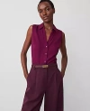 Ann Taylor Sleeveless Essential Shirt In Plum Burst