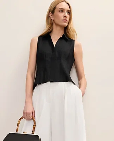 Ann Taylor Sleeveless Flare Shirt In Black