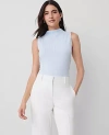 Ann Taylor Sleeveless Mock Neck Top In Blue Quartz